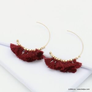 boucles d'oreilles à froufrou rouge bordeau