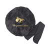 bonnet satin noir avec logo the queen's hair