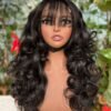 perruque à frange cheveux noir