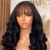 perruque à frange cheveux noirs