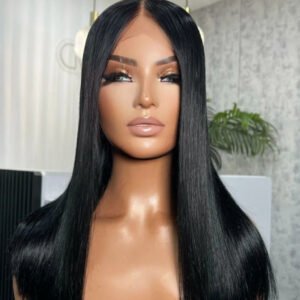 Perruque Cheveux longs 24 pouces avec raie lisse noir